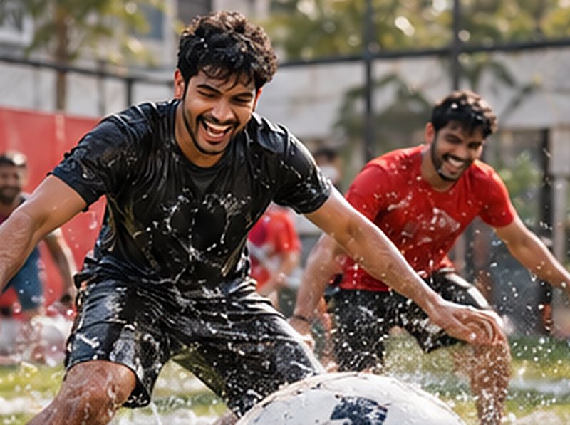 Friends playing soapy football at CULTURE